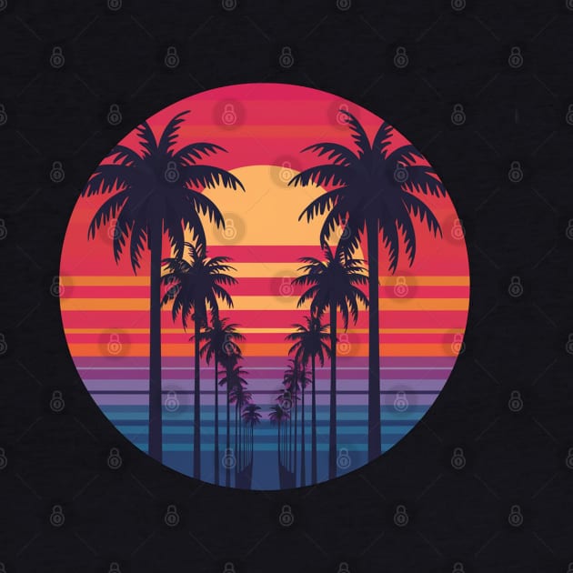 80s Vaporwave Palm Trees Sunset by Aldrvnd